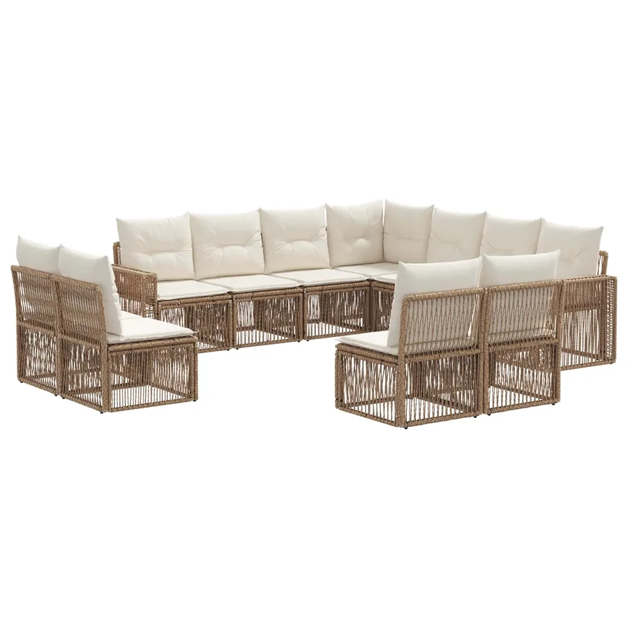 Ensemble de canapé de jardin 11 pcs Beige et blanc crème - 2