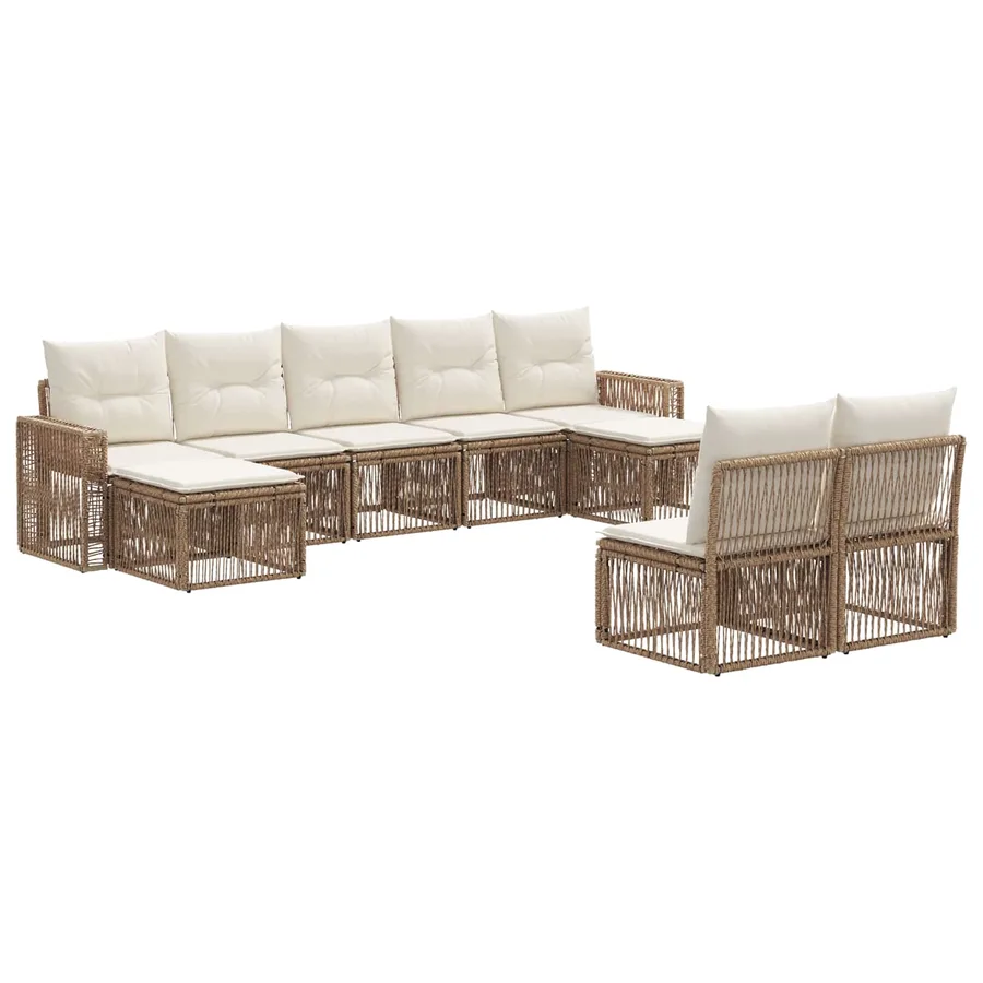 Ensemble de canapé de jardin 9 pcs Beige et blanc crème - 2