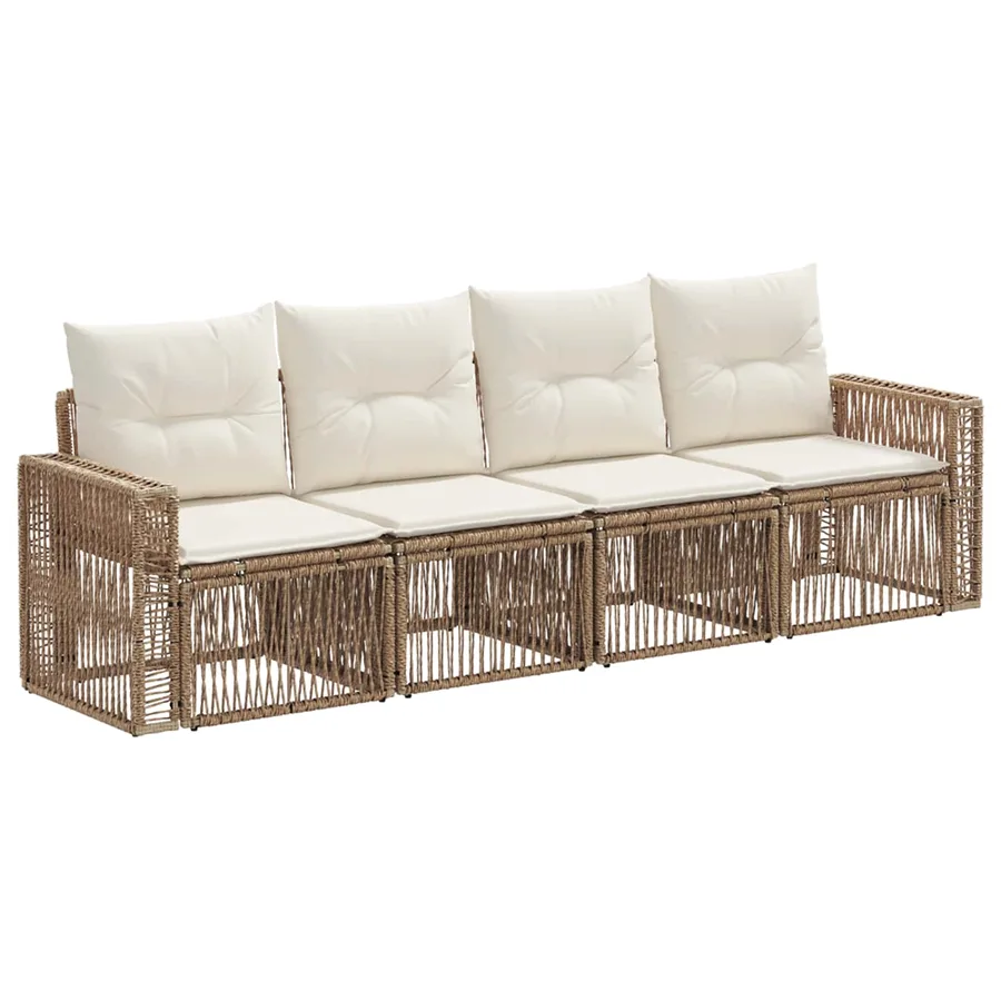 Ensemble de canapé de jardin 4 pcs Beige et blanc crème - 2