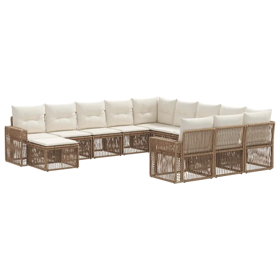 Ensemble de canapé de jardin 12 pcs Beige et blanc crème - 2