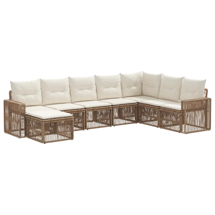 Ensemble de canapé de jardin 8 pcs Beige et blanc crème - 2