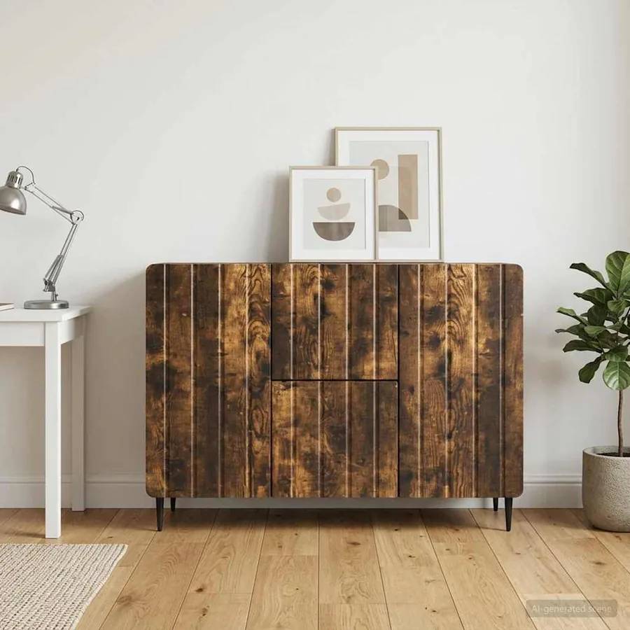 Buffet Chêne fumé 89 x 34,5 x 62 cm Bois d'ingénierie