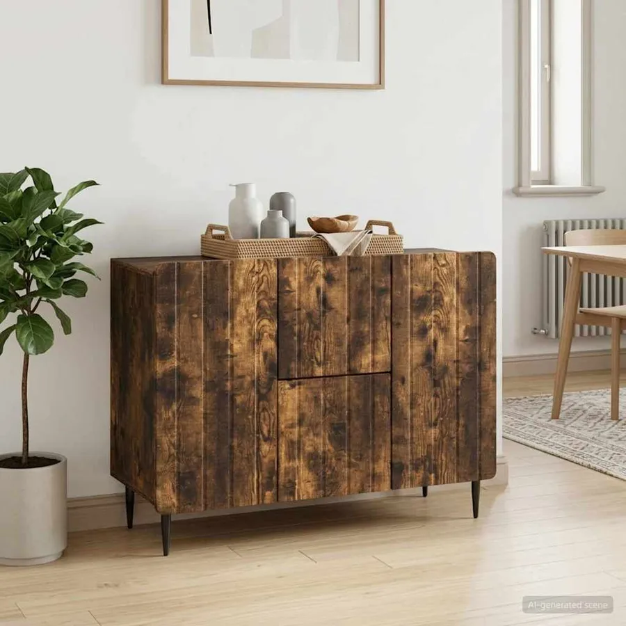 Buffet Chêne fumé 89 x 34,5 x 62 cm Bois d'ingénierie - 4
