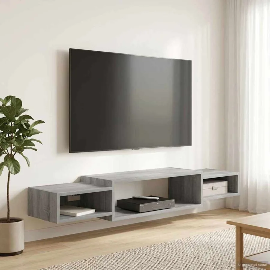Meuble TV mural Montage mural Sonoma gris 140 x 28 x 21 cm