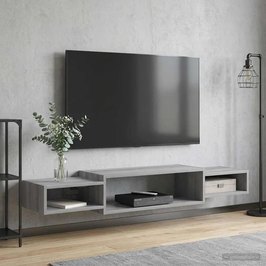 Meuble TV mural Montage mural Sonoma gris 140 x 28 x 21 cm - 4