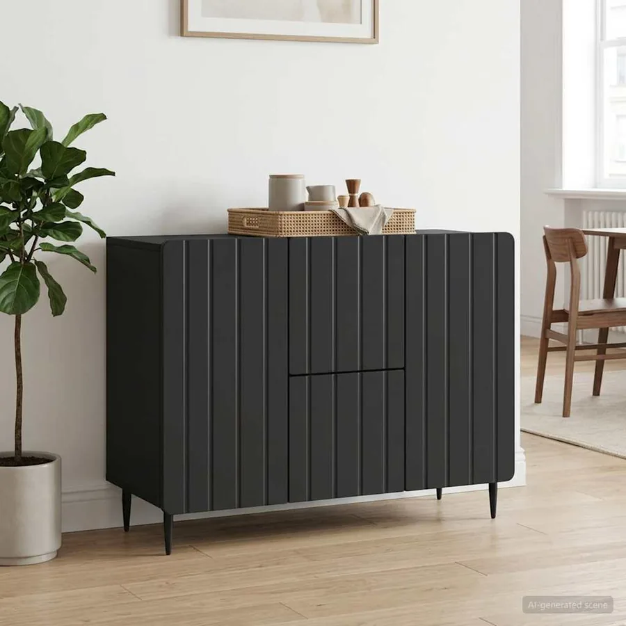 Buffet avec tiroir Noir 89 x 34,5 x 62 cm Bois d'ingénierie