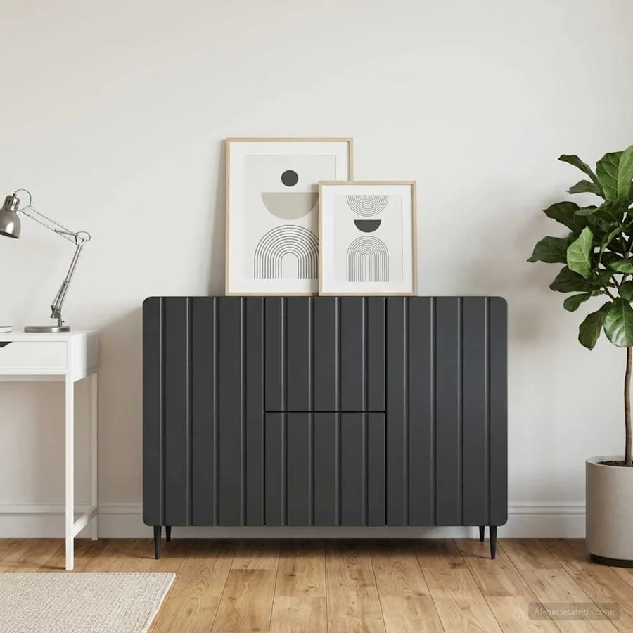 Buffet avec tiroir Noir 89 x 34,5 x 62 cm Bois d'ingénierie - 4