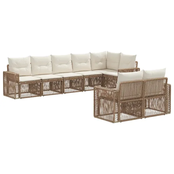 Ensemble de canapé de jardin 8 pcs Beige et blanc crème