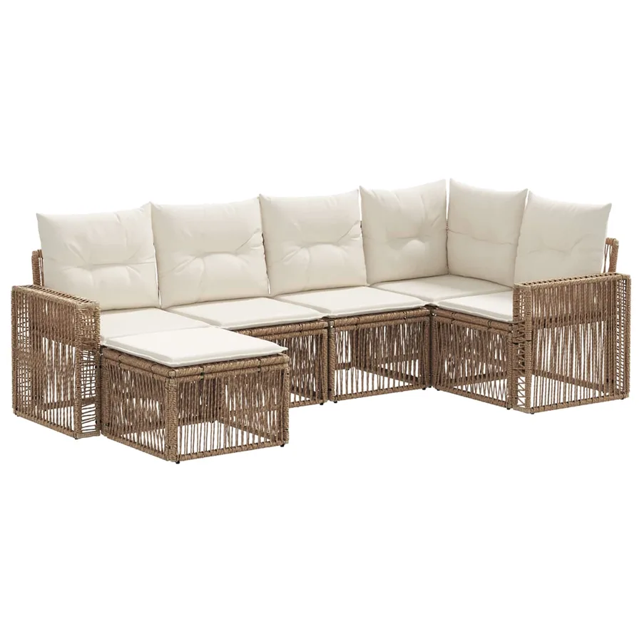 Ensemble de canapé de jardin 6 pcs Beige et blanc crème - 2