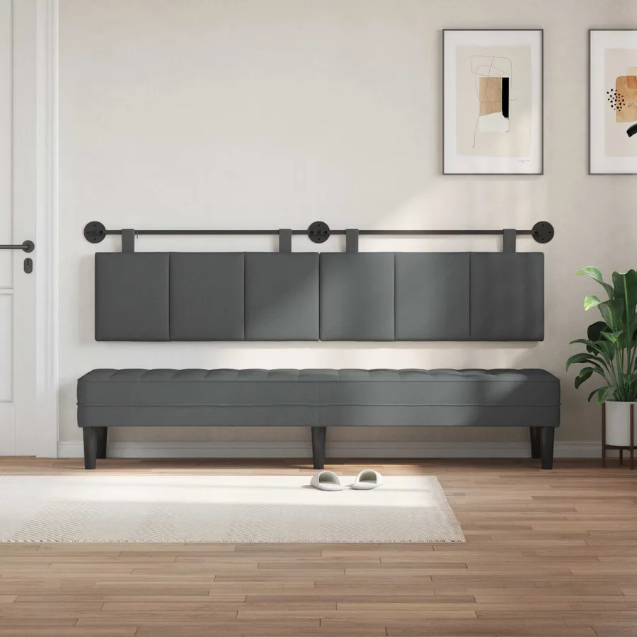 Tête de lit suspendue Gris foncé Tissu - 3