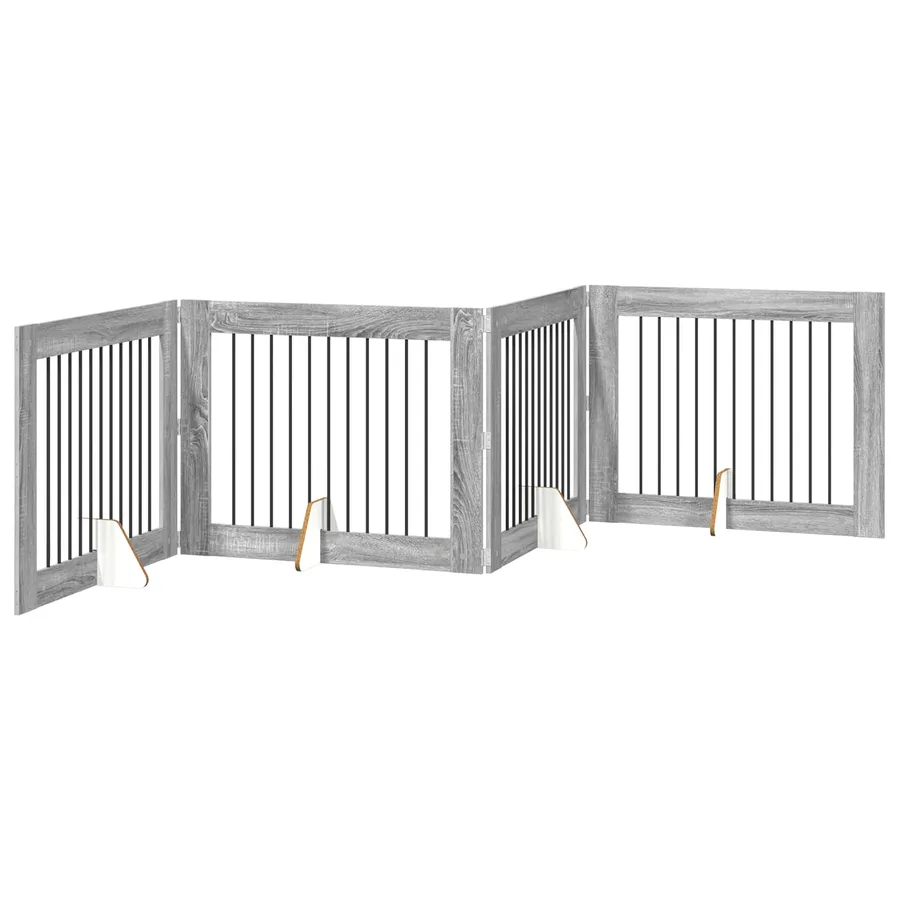Porte de chien pliable avec supports 4 pcs Sonoma gris 401 cm - 2
