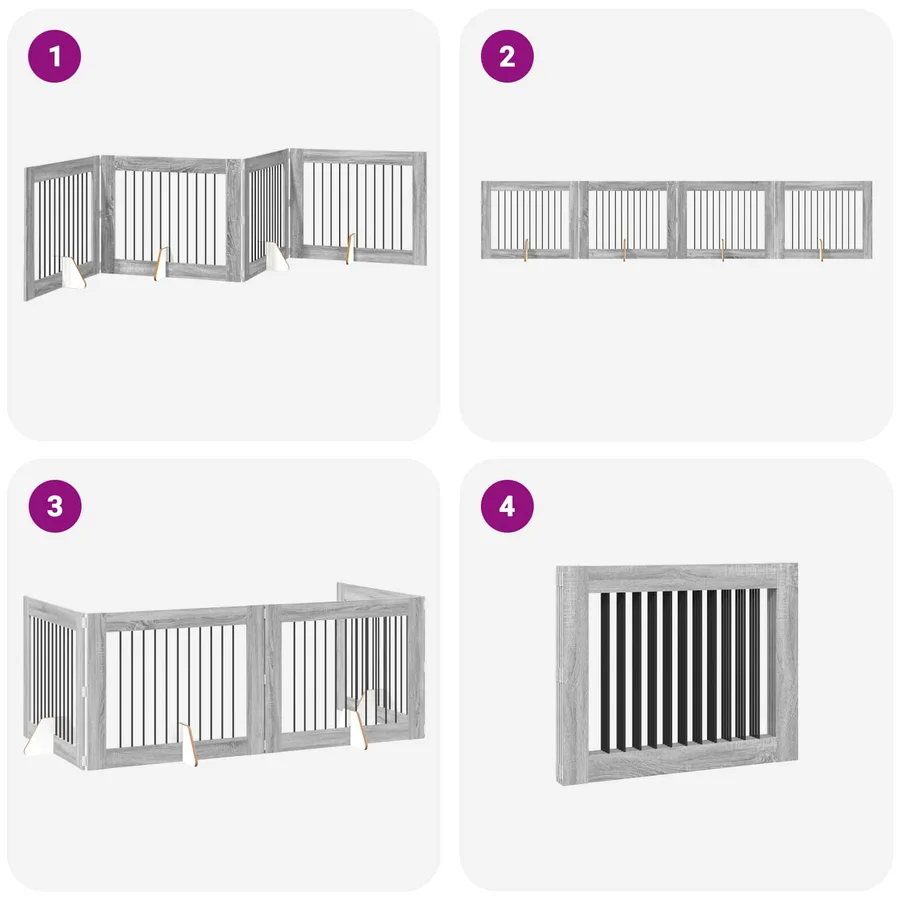 Porte de chien pliable avec supports 4 pcs Sonoma gris 401 cm - 7