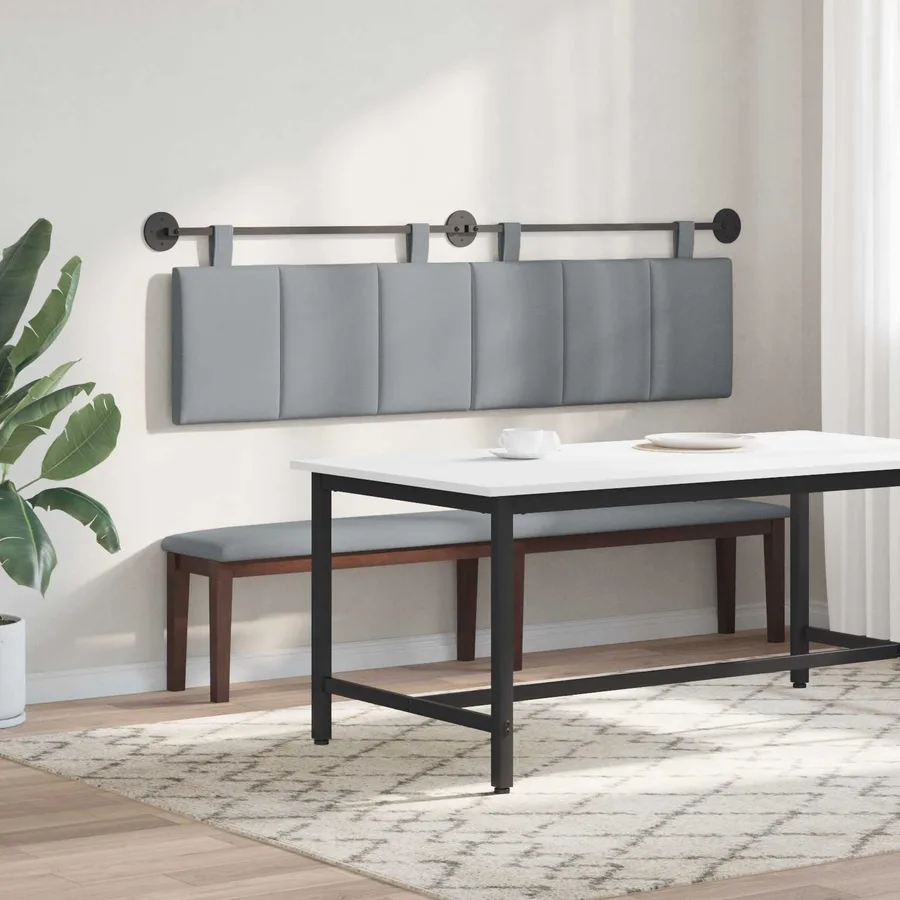 Tête de lit suspendue Gris clair Tissu - 4