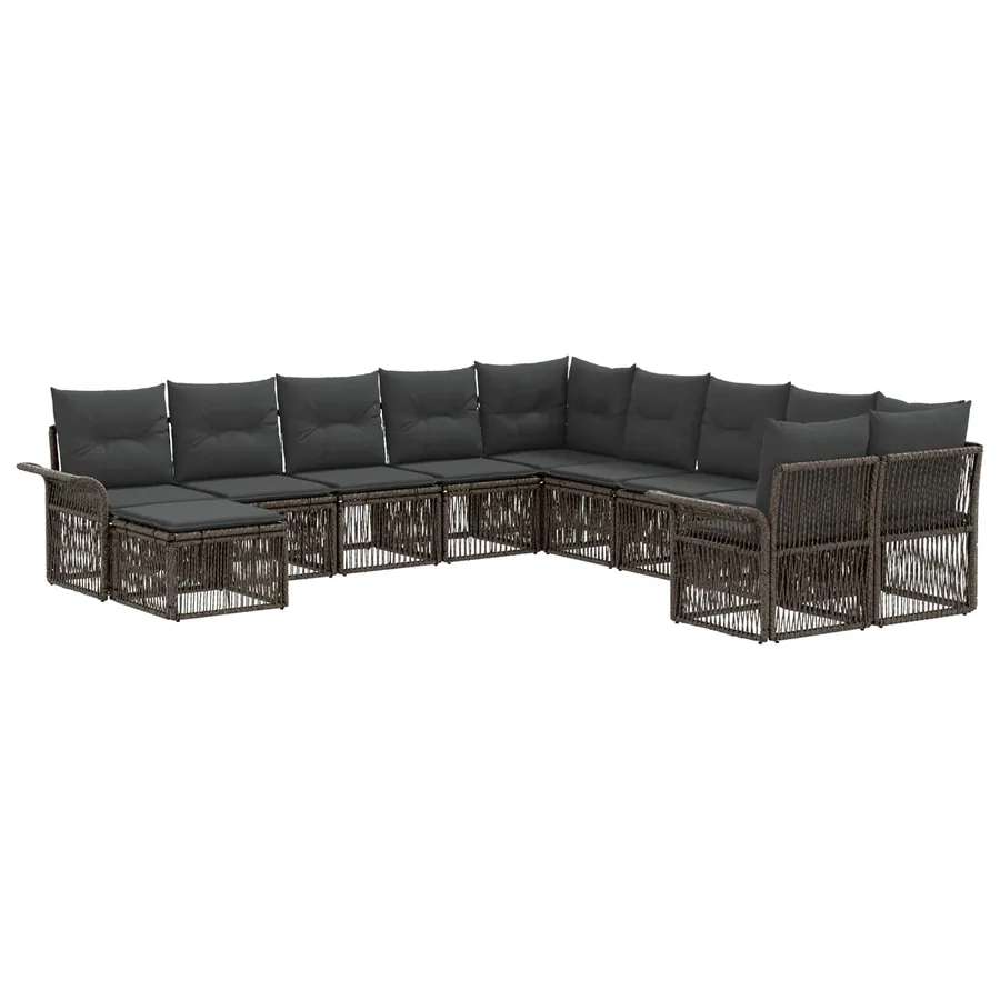 Ensemble de canapé de jardin 11 pcs Gris et Gris foncé