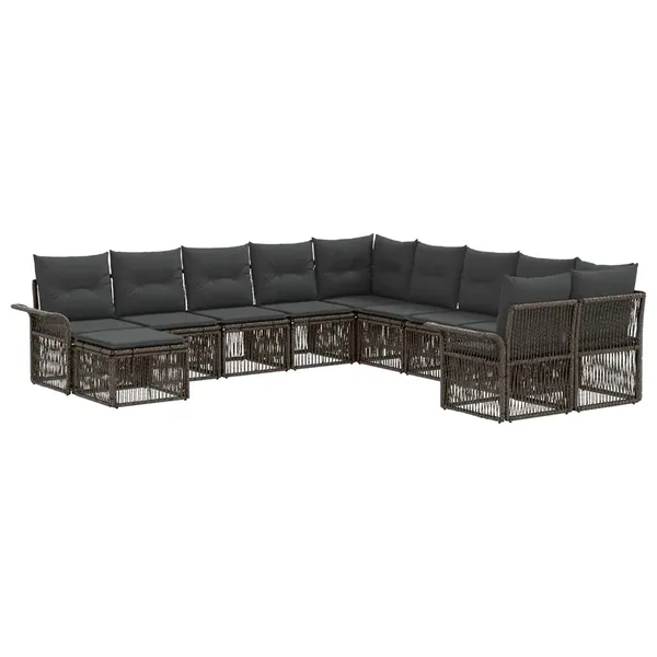 Ensemble de canapé de jardin 11 pcs Gris et Gris foncé