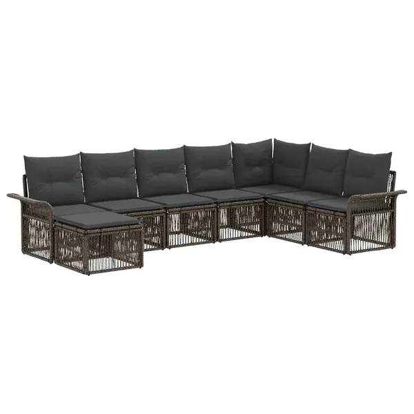 Ensemble de canapé de jardin 8 pcs Gris polyrotin