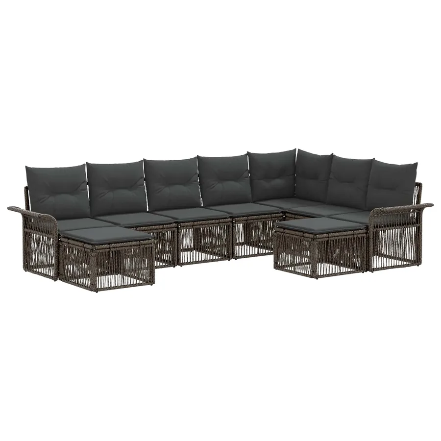 Ensemble de canapé de jardin 9 pcs Gris et Gris foncé polyrotin - 2