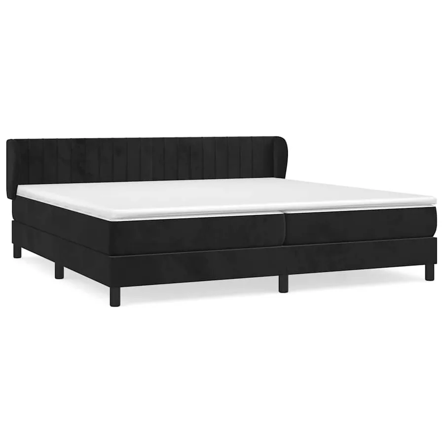 Sommier à lattes de lit et matelas Noir 200x200 cm Velours - 2