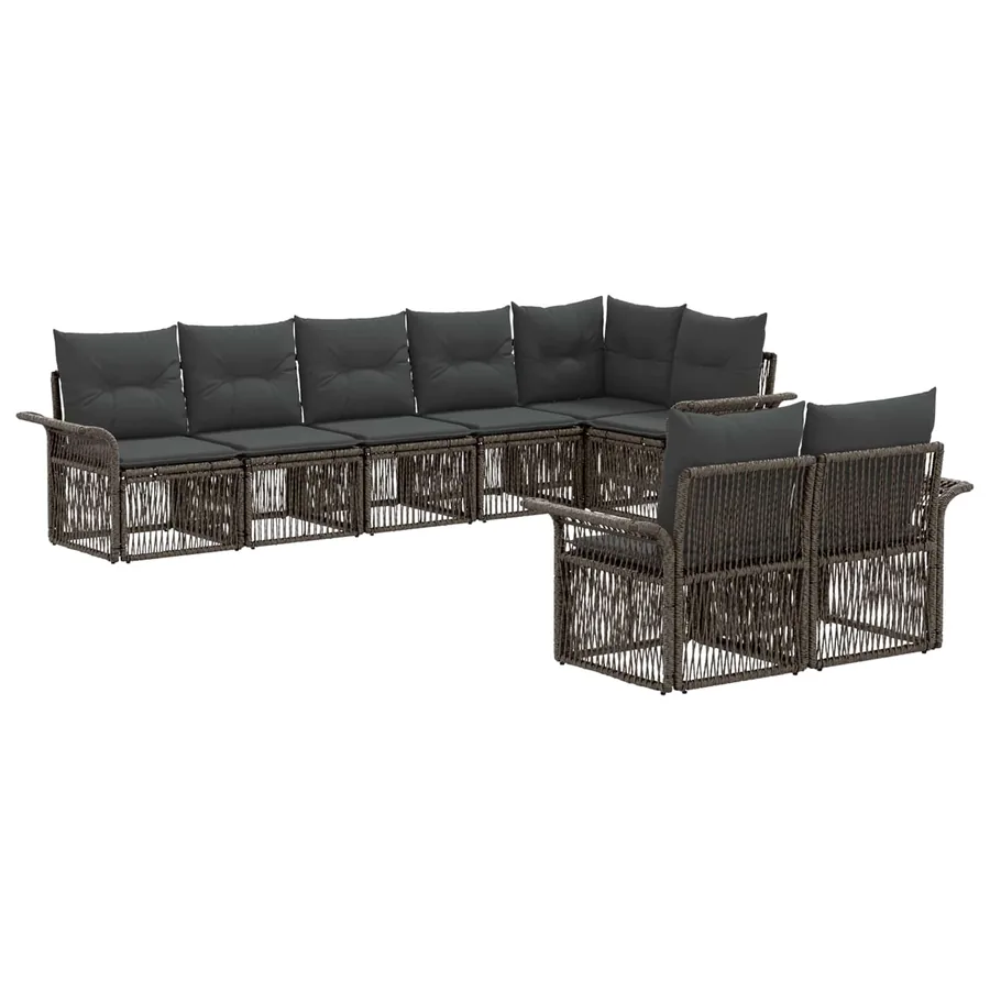 Ensemble de canapé de jardin 8 pcs Gris polyrotin