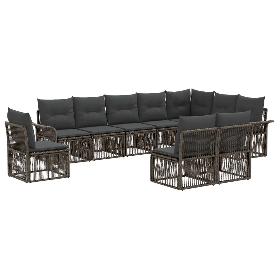 Ensemble de canapé de jardin 10 pcs Gris polyrotin - 2