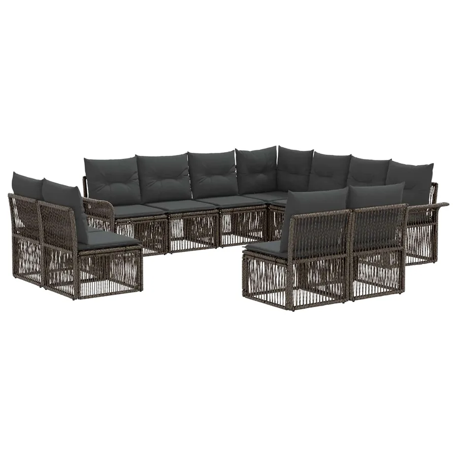 Ensemble de canapé de jardin 11 pcs Gris polyrotin - 2