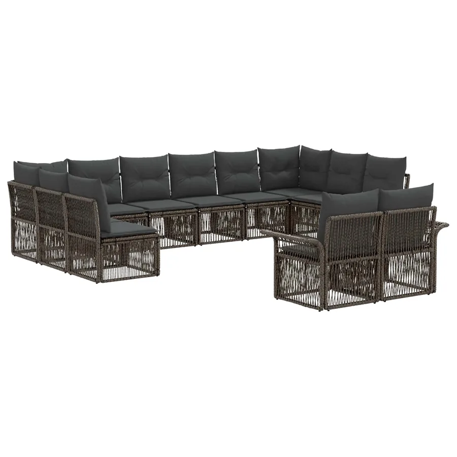 Ensemble de canapé de jardin 12 pcs Gris polyrotin