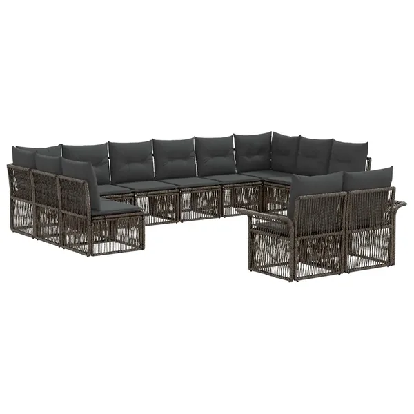 Ensemble de canapé de jardin 12 pcs Gris polyrotin