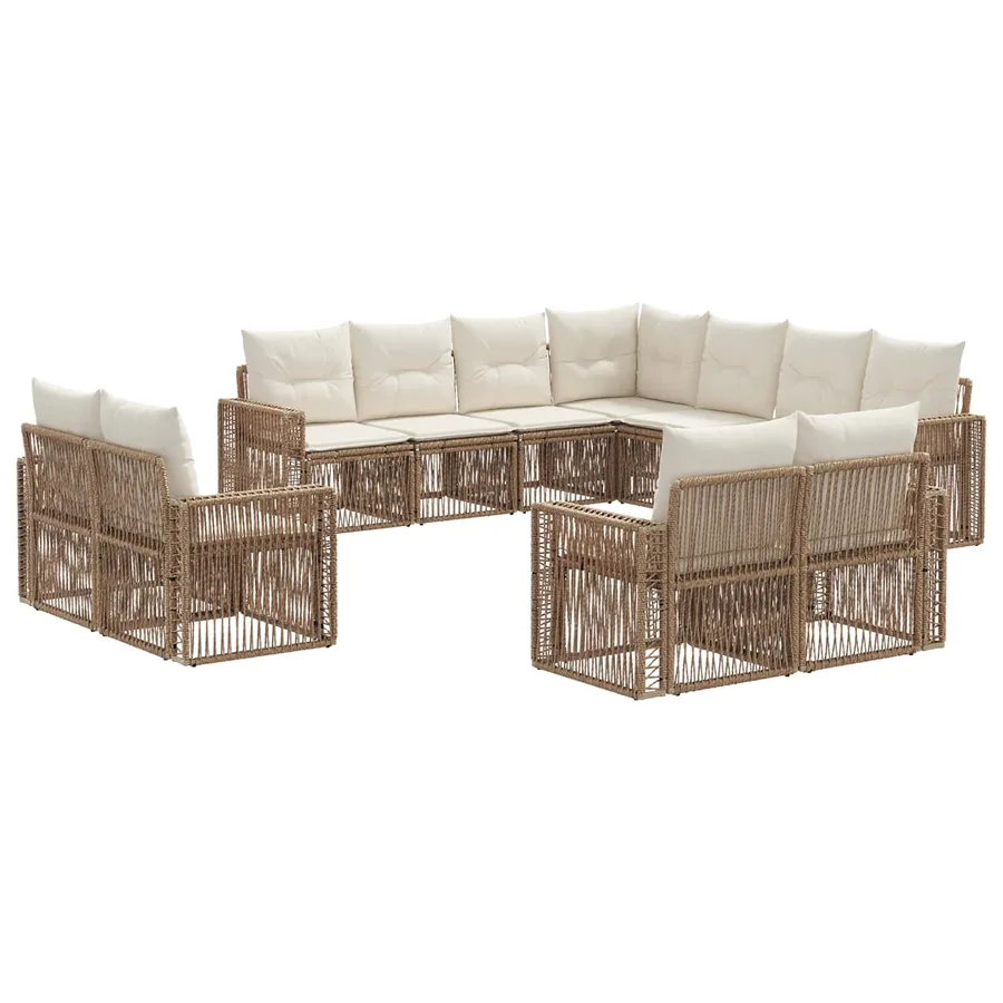 Ensemble de canapé de jardin 11 pcs Beige et blanc crème - 2