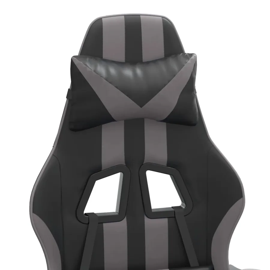 Chaise de jeu avec repose-pied Noir et gris Similicuir - 10