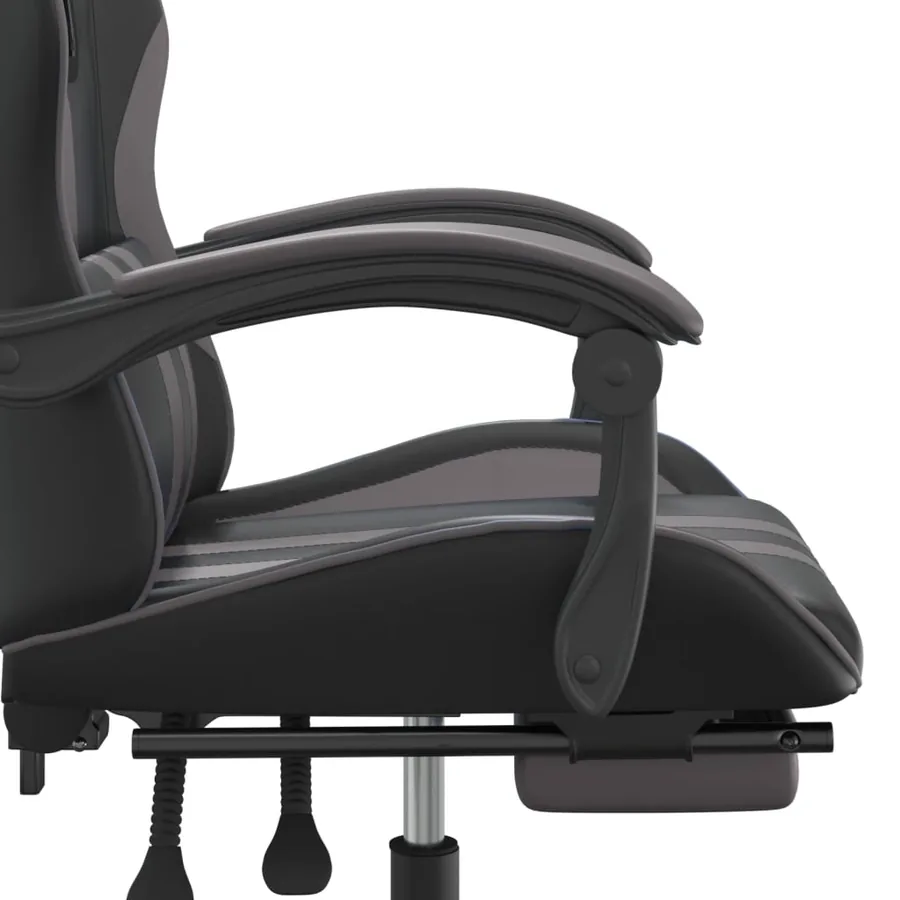 Chaise de jeu avec repose-pied Noir et gris Similicuir - 11