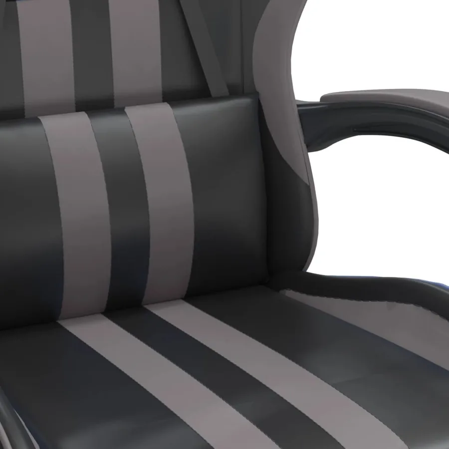 Chaise de jeu avec repose-pied Noir et gris Similicuir - 9
