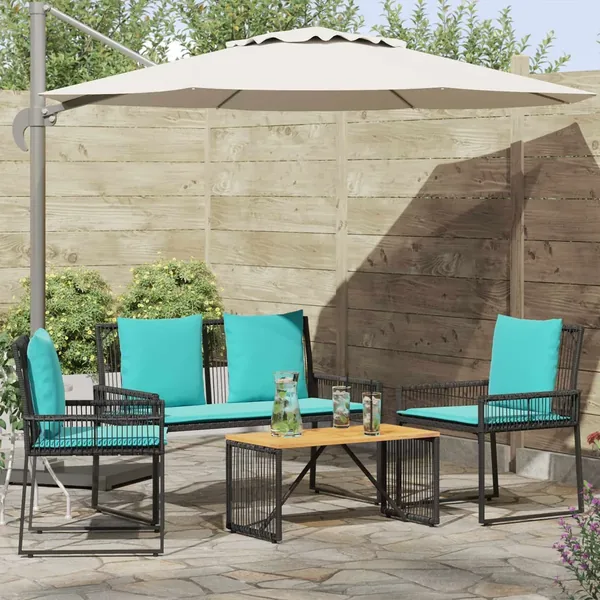 Ensemble de meubles d'extérieur 9 pcs Noir et turquoise