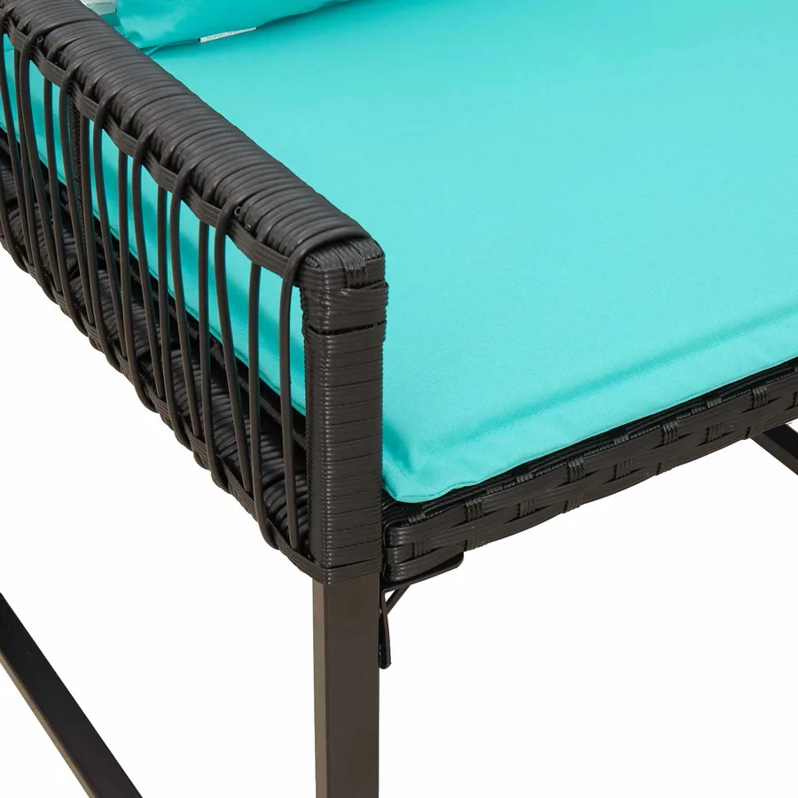 Ensemble de meubles d'extérieur 9 pcs Noir et turquoise - 11