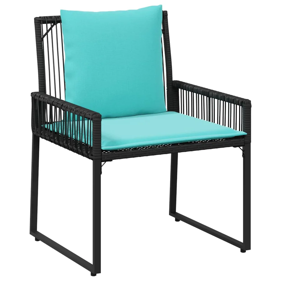 Ensemble de meubles d'extérieur 9 pcs Noir et turquoise - 5