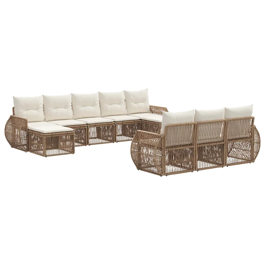 Ensemble de canapé de jardin 10 pcs Beige et blanc crème - 2
