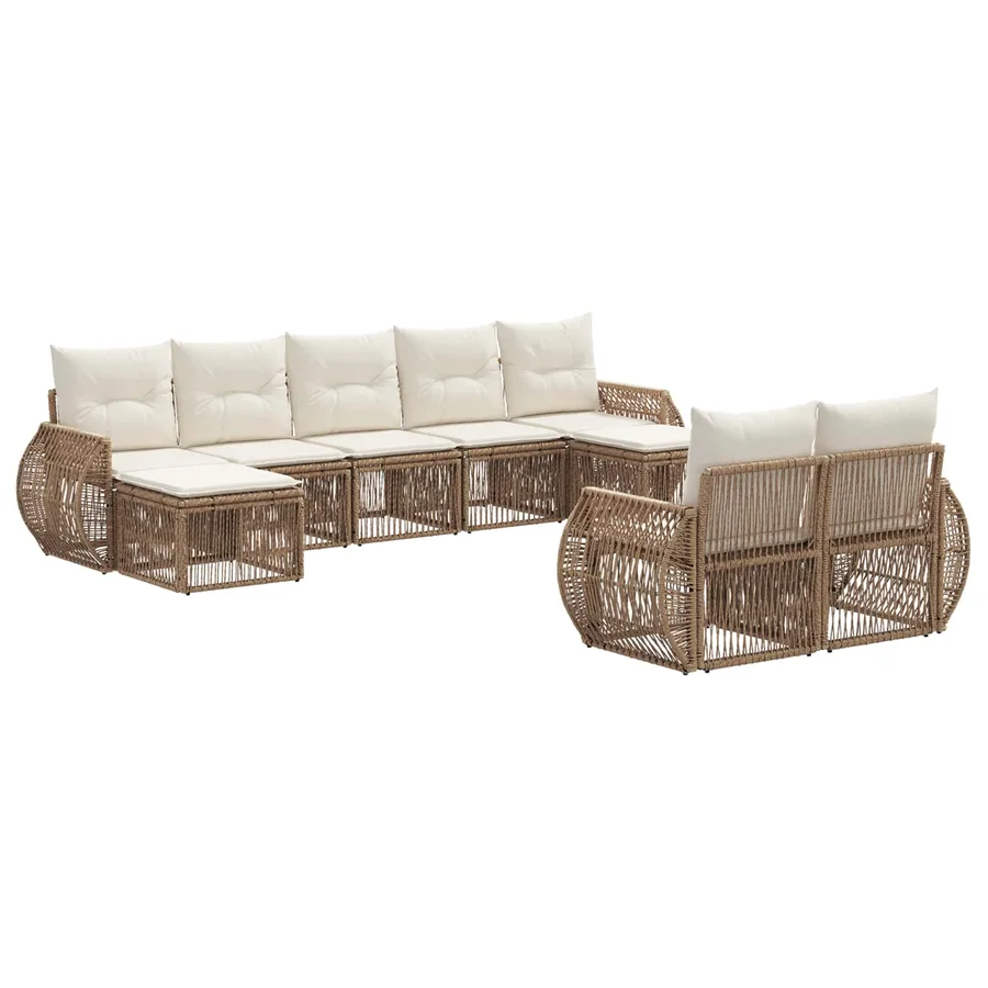 Ensemble de canapé de jardin 9 pcs Beige et blanc crème - 2