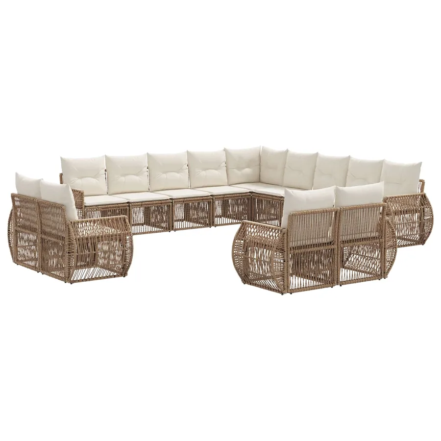 Ensemble de canapé de jardin 13 pcs Beige et blanc crème - 2