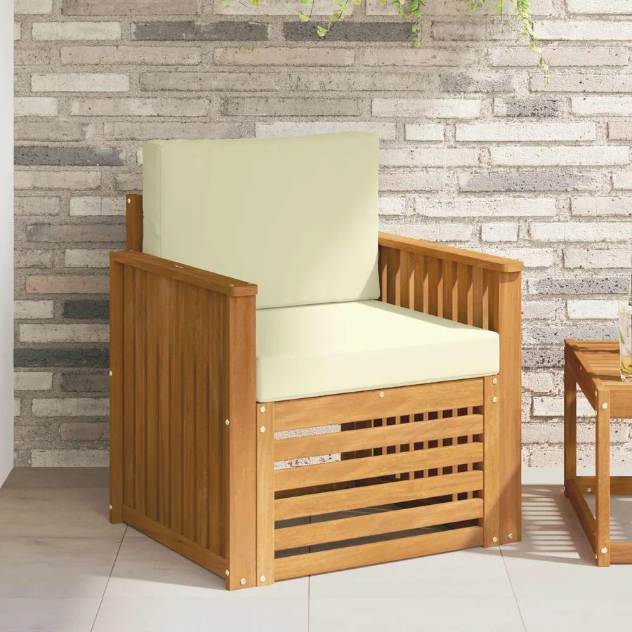 Canapé d’extérieur Bois d'acacia massif et polyester Naturel