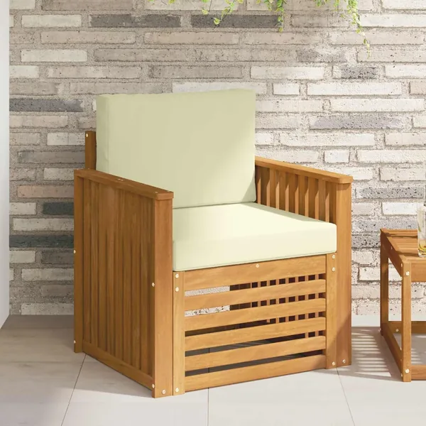 Canapé d’extérieur Bois d'acacia massif et polyester Naturel