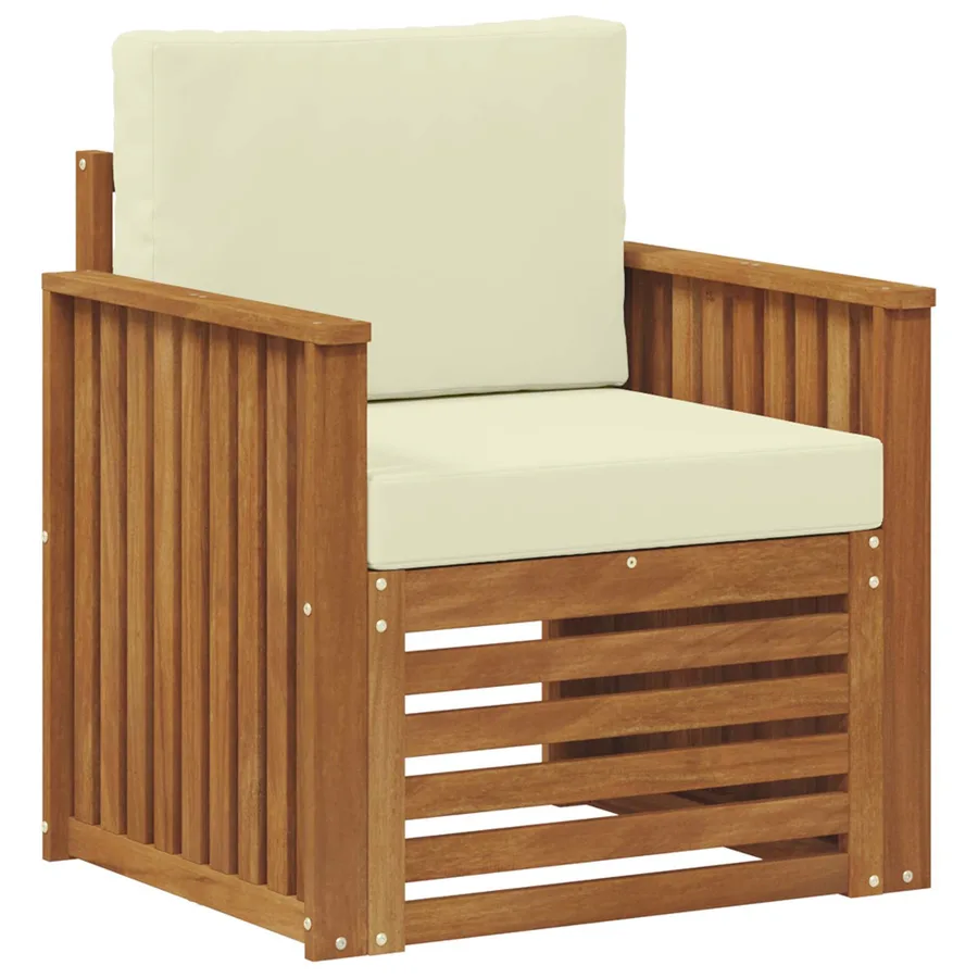 Canapé d’extérieur Bois d'acacia massif et polyester Naturel - 2
