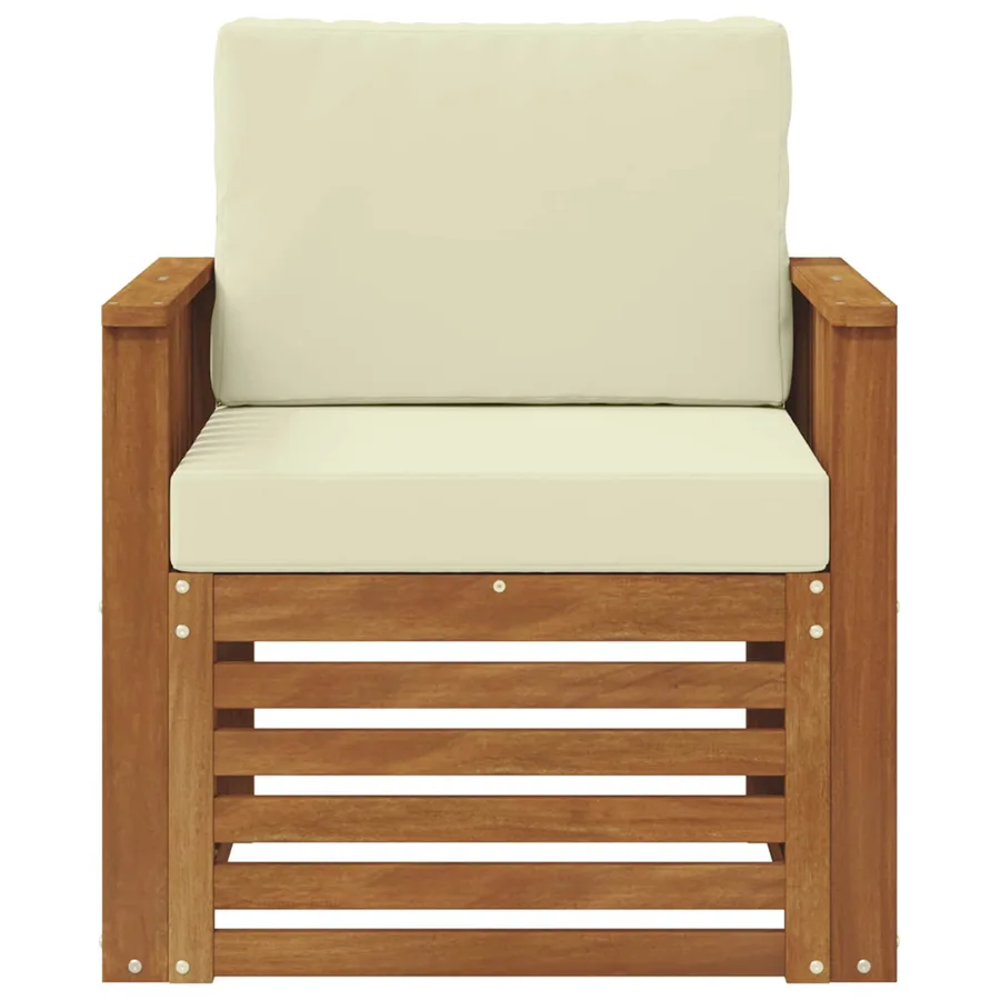 Canapé d’extérieur Bois d'acacia massif et polyester Naturel - 3