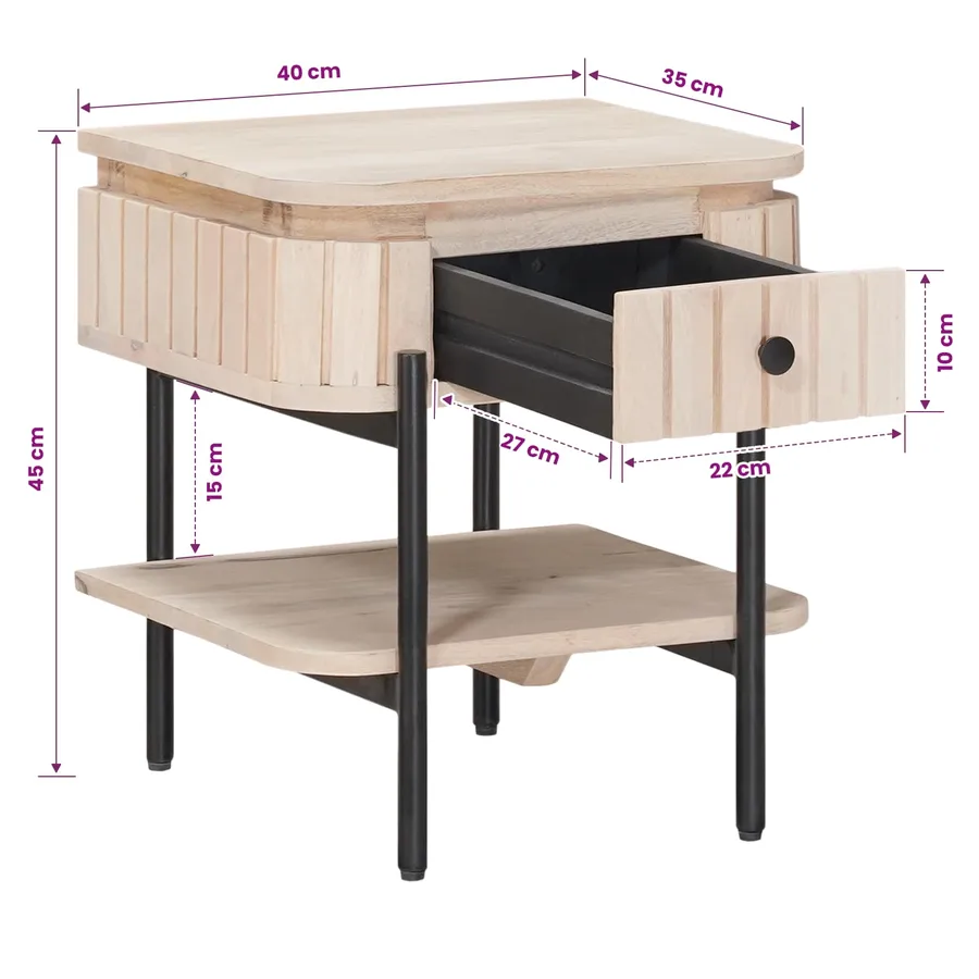 Table de chevet faite main Blanc 40 x 35 x 45 cm - 13