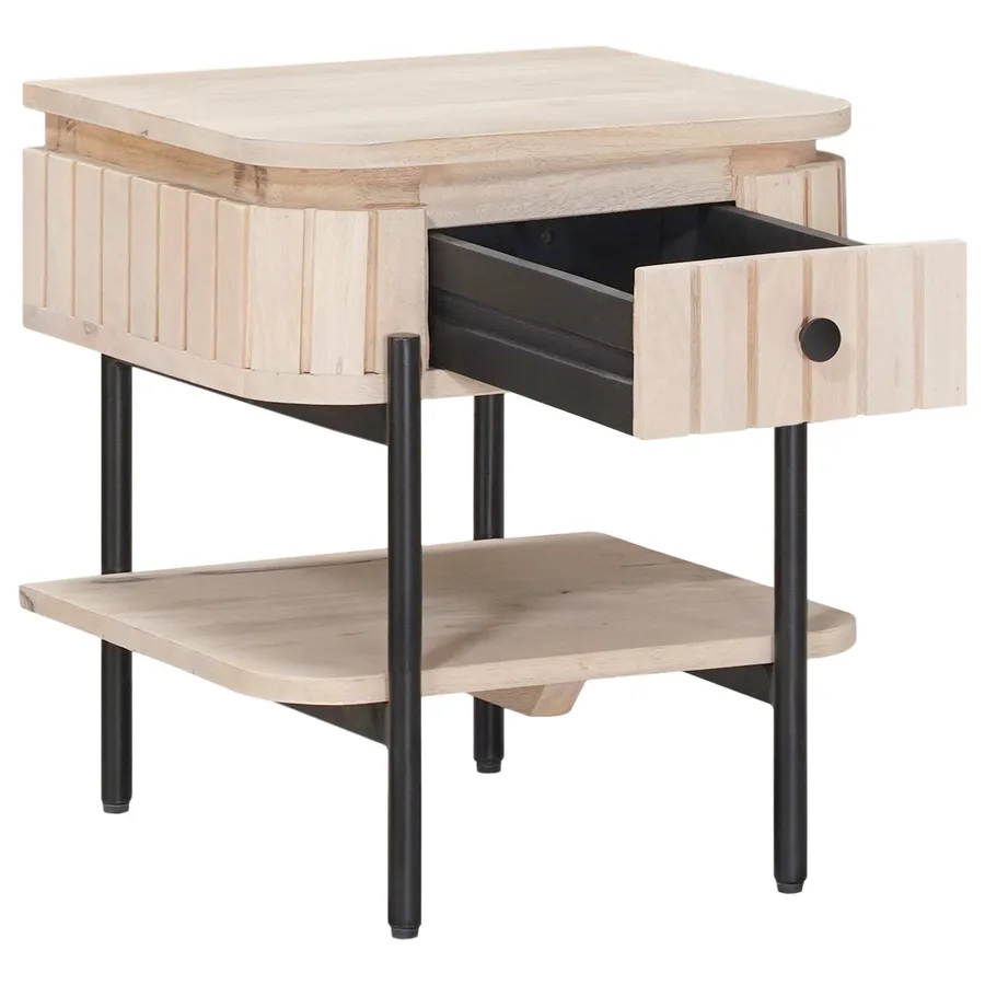 Table de chevet faite main Blanc 40 x 35 x 45 cm - 2