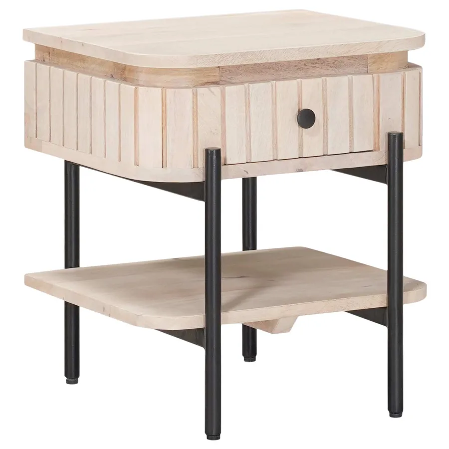 Table de chevet faite main Blanc 40 x 35 x 45 cm - 4