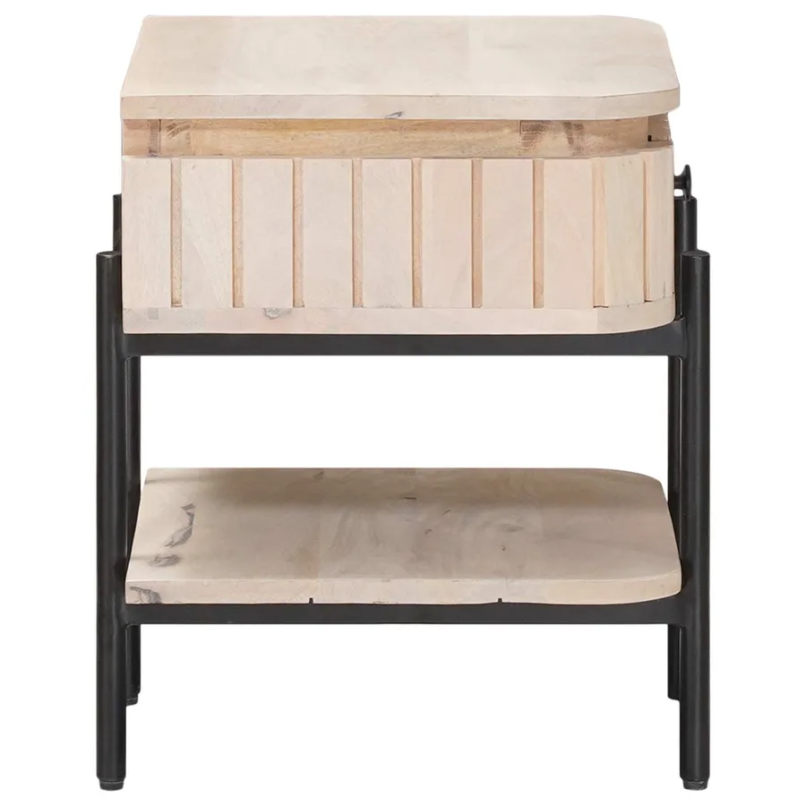 Table de chevet faite main Blanc 40 x 35 x 45 cm - 6