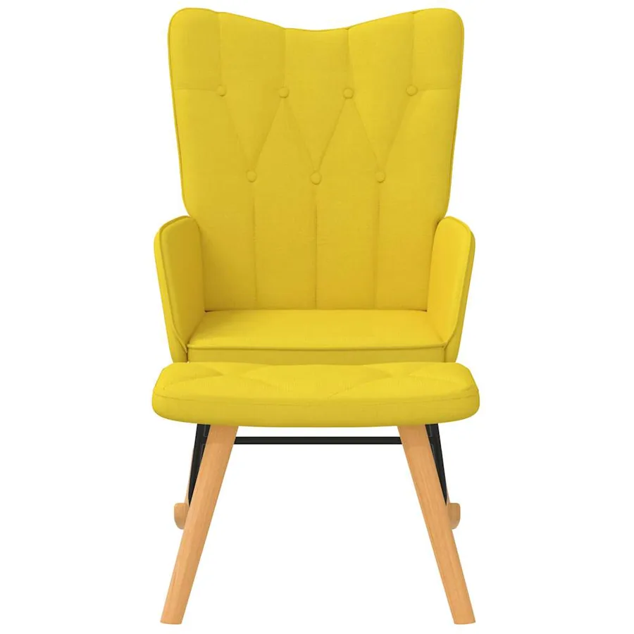 Chaise à bascule avec tabouret Jaune moutarde Tissu - 3