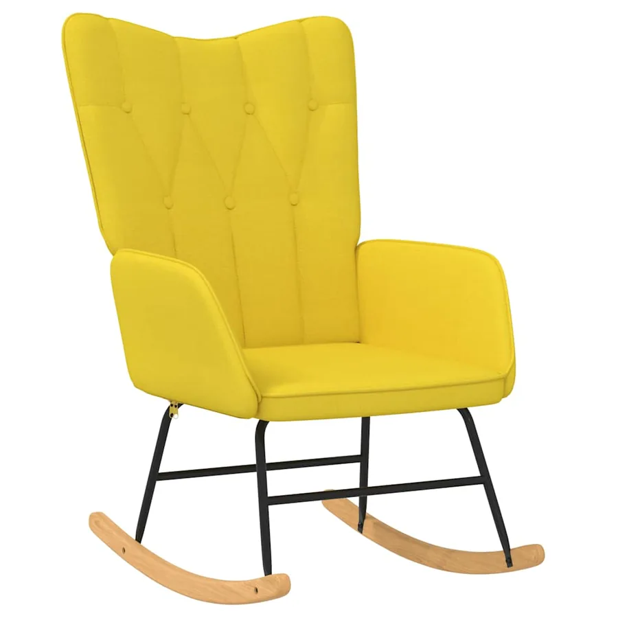 Chaise à bascule avec tabouret Jaune moutarde Tissu - 6