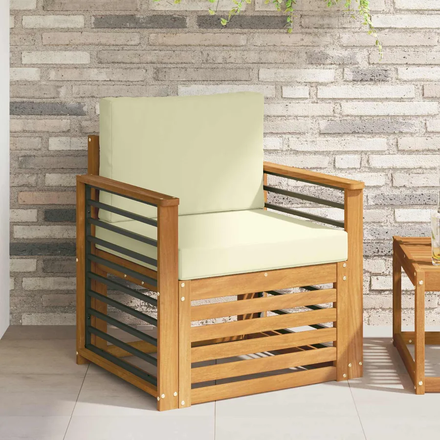 Canapé d’extérieur Bois d'acacia massif et polyester Naturel