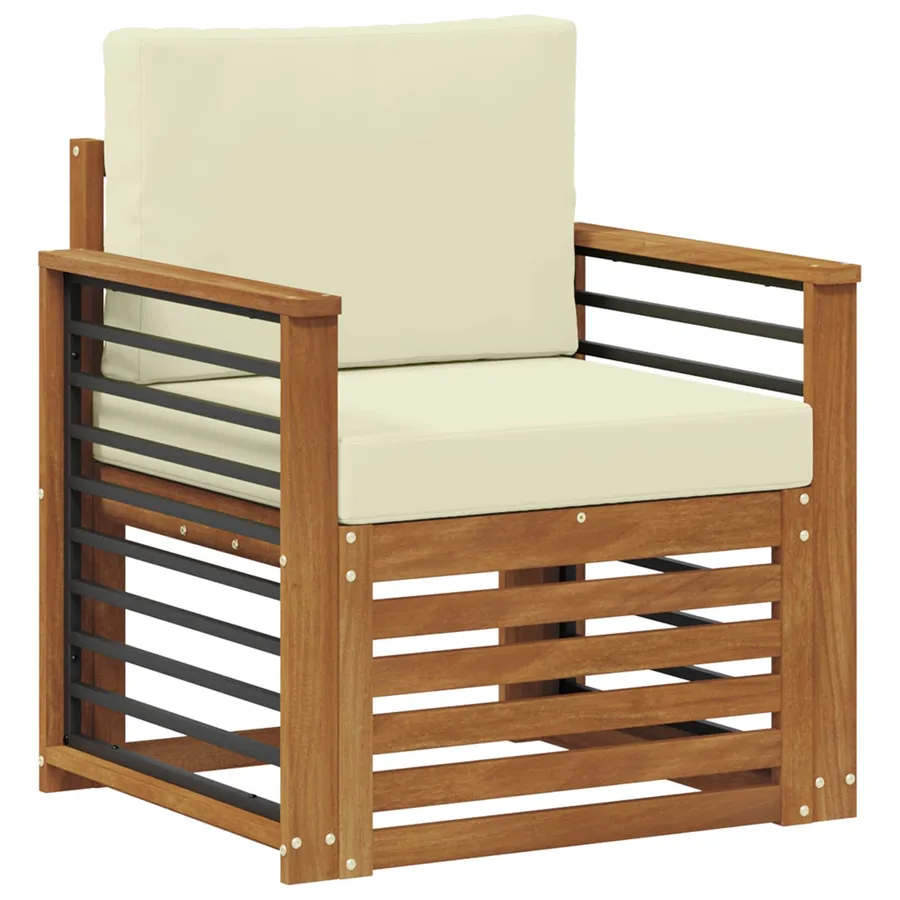 Canapé d’extérieur Bois d'acacia massif et polyester Naturel - 2