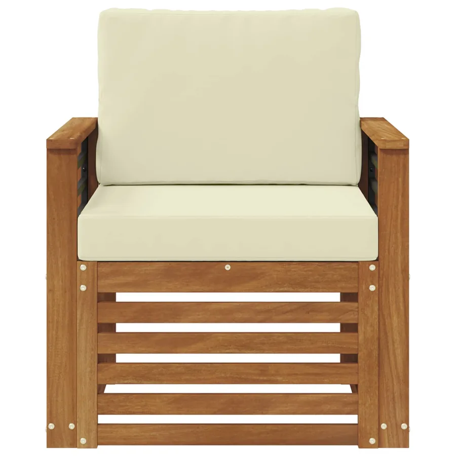 Canapé d’extérieur Bois d'acacia massif et polyester Naturel - 3